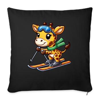 Giraffe Skier Winter Sports Winter Holiday - Sofa pillowcase 17,3'' x 17,3'' (45 x 45 cm) - black - Front