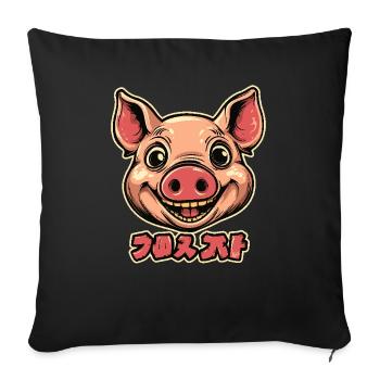 Cochon heureux - Housse de coussin décorative 45 x 45 cm - noir - Devant