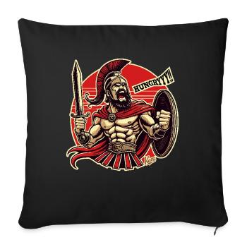 Leo der Nidas der wütende Spartaner hat Hunger - Sofakissenbezug 45 x 45 cm - Schwarz - Vorne