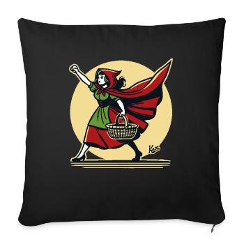 Strong little fairy tale girl in red cape - Sofa pillowcase 17,3'' x 17,3'' (45 x 45 cm) - black - Front