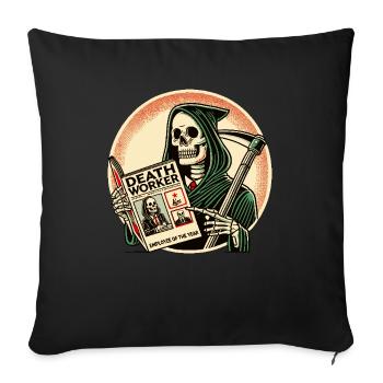 Grim Reaper Reads Death Worker Magazine - Sofa pillowcase 17,3'' x 17,3'' (45 x 45 cm) - black - Front
