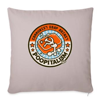Parodie : Savon communiste contre le caca - Housse de coussin décorative 45 x 45 cm - taupe clair - Devant