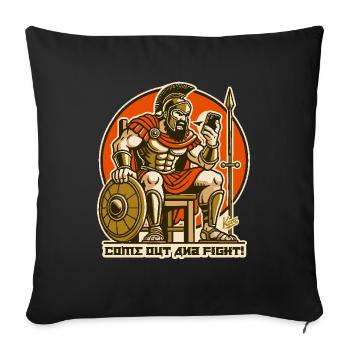 Léon le Nidas, Spartiate se bat sur les réseaux sociaux - Housse de coussin décorative 45 x 45 cm - noir - Devant