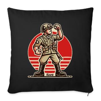 Proud Vintage Cartoon Soldier - Sofa pillowcase 17,3'' x 17,3'' (45 x 45 cm) - black - Front