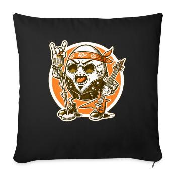 De la musique rock, de la guitare et un œuf de groupe de rock - Housse de coussin décorative 45 x 45 cm - noir - Devant