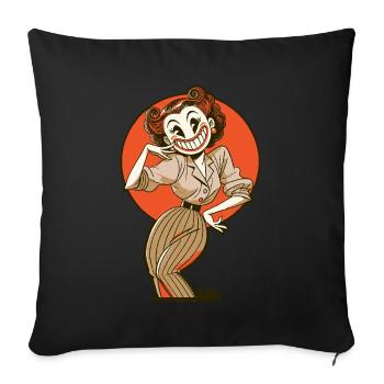Clown woman, the clown's wife - Sofa pillowcase 17,3'' x 17,3'' (45 x 45 cm) - black - Front