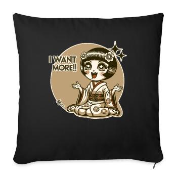 Chibi Japanese Geisha - Sofa pillowcase 17,3'' x 17,3'' (45 x 45 cm) - black - Front