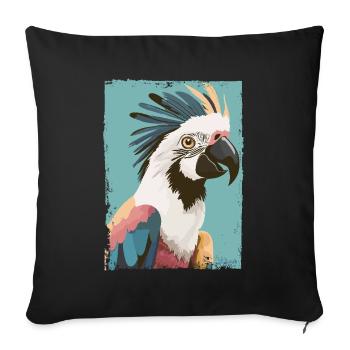 Majestic cockatoo - Sofa pillowcase 17,3'' x 17,3'' (45 x 45 cm) - black - Front