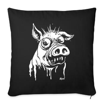 funny horror pig - Sofa pillowcase 17,3'' x 17,3'' (45 x 45 cm) - black - Front