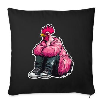 Fashionable Fashion Rooster in Pink Feather Chicken Jacket - Sofa pillowcase 17,3'' x 17,3'' (45 x 45 cm) - black - Front