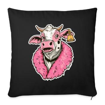 Fashionable Fashion Cow in Pink Jacket - Sofa pillowcase 17,3'' x 17,3'' (45 x 45 cm) - black - Front