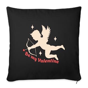 Be My Valentine Cupidon la Saint-Valentin - Housse de coussin décorative 45 x 45 cm - noir - Devant