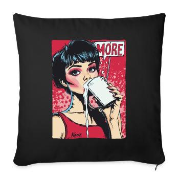A woman drinks more milk - Sofa pillowcase 17,3'' x 17,3'' (45 x 45 cm) - black - Front