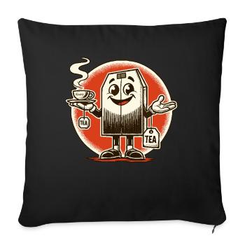 Tea bag with tea cup for tea time - Sofa pillowcase 17,3'' x 17,3'' (45 x 45 cm) - black - Front