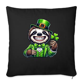 Mignon paresseux Trèfle de la Saint-Patrick Trèfle chanceux - Housse de coussin décorative 45 x 45 cm - noir - Devant