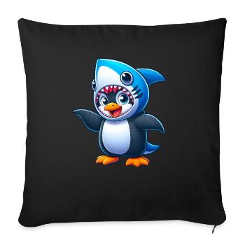 drôle pingouin requin carnaval dessin animé - Housse de coussin décorative 45 x 45 cm - noir - Devant