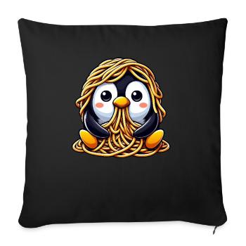 Nouilles spaghetti pingouin maladroites Italie - Housse de coussin décorative 45 x 45 cm - noir - Devant
