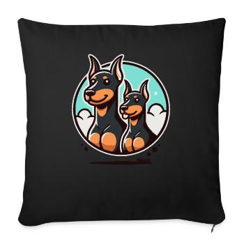 Funny Doberman Dogs - Sofa pillowcase 17,3'' x 17,3'' (45 x 45 cm) - black - Front