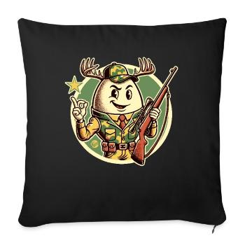 Jäger-Ei mit Hirschgeweih - Sofakissenbezug 45 x 45 cm - Schwarz - Vorne