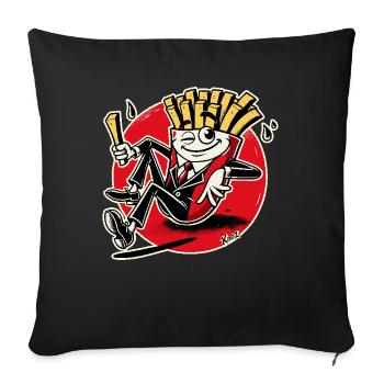 Frites fraîches et type frites - Housse de coussin décorative 45 x 45 cm - noir - Devant