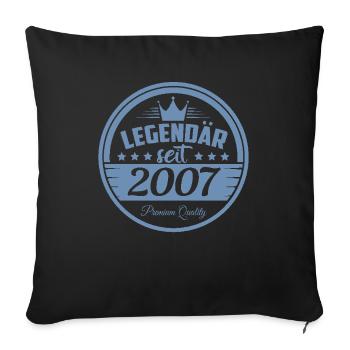 Geburtstag Legendär Jahrgang 2007 Krone - Sofakissenbezug 45 x 45 cm - Schwarz - Vorne
