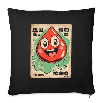 Shabby Faux Japonais Happy Drop - Housse de coussin décorative 45 x 45 cm - noir - Devant
