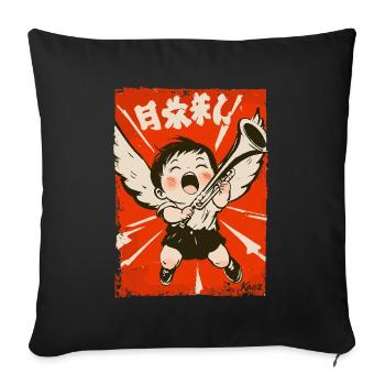 Shabby Chic Angel Jack with Trumpet - Sofa pillowcase 17,3'' x 17,3'' (45 x 45 cm) - black - Front