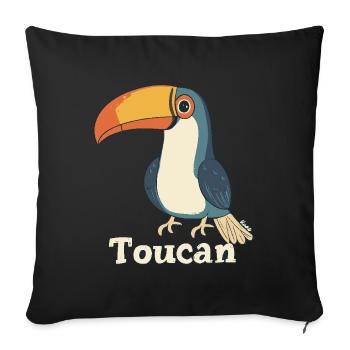 Colorful Toucan - Sofa pillowcase 17,3'' x 17,3'' (45 x 45 cm) - black - Front