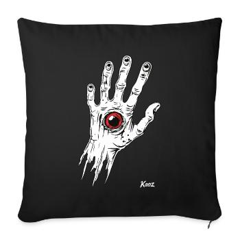 Main de zombie blanc avec œil - Housse de coussin décorative 45 x 45 cm - noir - Devant