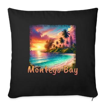 Jamaïque coucher de soleil plage Grunge Design - Housse de coussin décorative 45 x 45 cm - noir - Devant