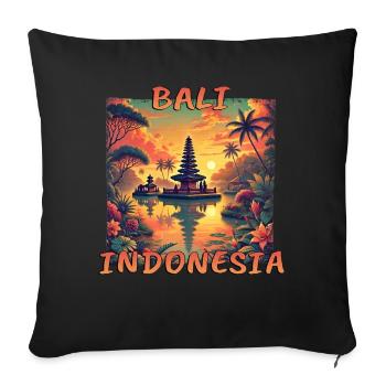 Bali Pagode Sonnenuntergang Asien Grunge Stil - Sofakissenbezug 45 x 45 cm - Schwarz - Vorne