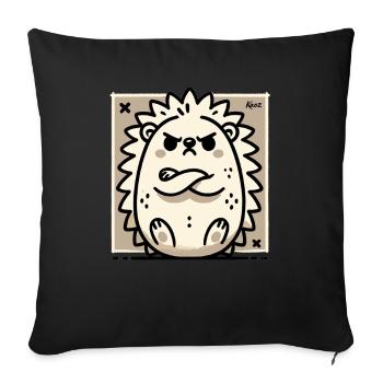 Sulking and offended cute hedgehog - Sofa pillowcase 17,3'' x 17,3'' (45 x 45 cm) - black - Front