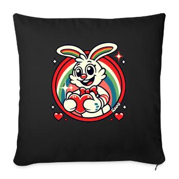 Lapin arc-en-ciel avec coeur - Housse de coussin décorative 45 x 45 cm - noir - Devant