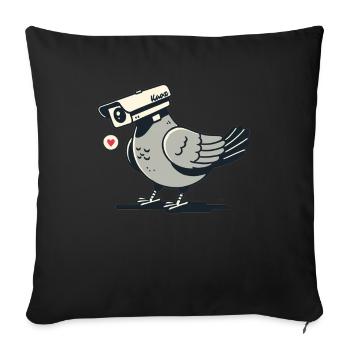 Camera Pigeon as Surveillance Camera Pigeon - Sofa pillowcase 17,3'' x 17,3'' (45 x 45 cm) - black - Front