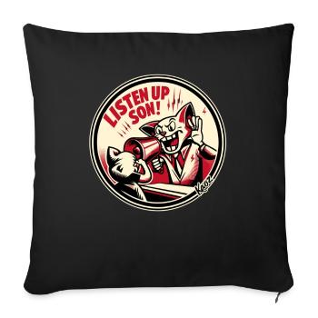 Listen, my son! Loud Megaphone Dad - Sofa pillowcase 17,3'' x 17,3'' (45 x 45 cm) - black - Front