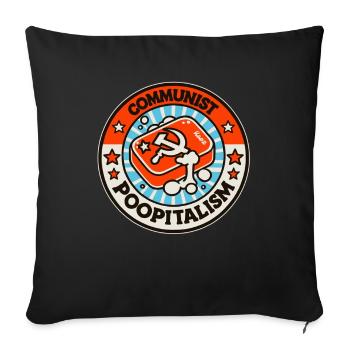Communist parody soap: Against poopitalism - Sofa pillowcase 17,3'' x 17,3'' (45 x 45 cm) - black - Front