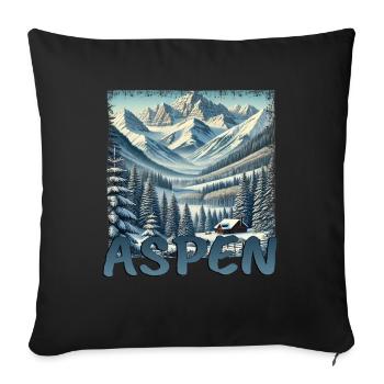 Aspen Colorado Ski Planche à neige - Housse de coussin décorative 45 x 45 cm - noir - Devant