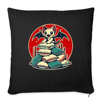 Happy Bat – On a Stack of Pillows - Sofa pillowcase 17,3'' x 17,3'' (45 x 45 cm) - black - Front