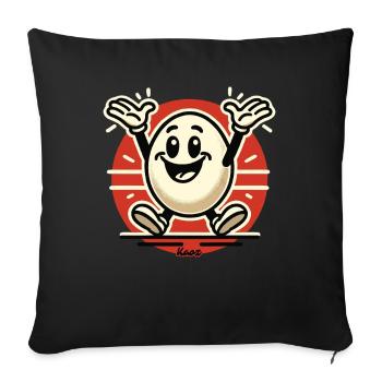 Oeuf de dessin animé rétro joyeux - Housse de coussin décorative 45 x 45 cm - noir - Devant