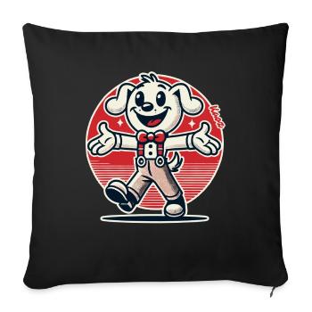 Funny cartoon dog with cheerful greeting - Sofa pillowcase 17,3'' x 17,3'' (45 x 45 cm) - black - Front