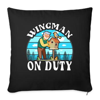 Wingman on Duty - Sofa pillowcase 17,3'' x 17,3'' (45 x 45 cm) - black - Front