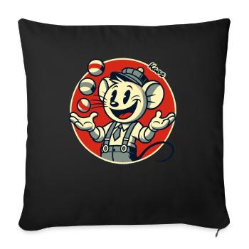 Lustige Retro-Maus als Jongleur - Sofakissenbezug 45 x 45 cm - Schwarz - Vorne