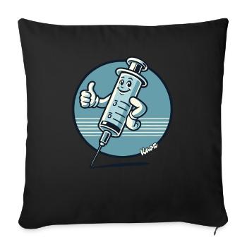 Seringue rétro pouce vers le haut pro médecine - Housse de coussin décorative 45 x 45 cm - noir - Devant