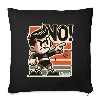Frecher Retro Junge und Lausbube sagt Nein - Sofakissenbezug 45 x 45 cm - Schwarz - Vorne