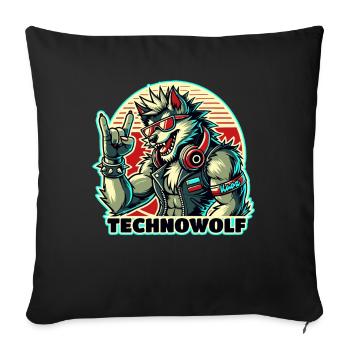 Techno-Wolf: Electronic Music Beats - Sofa pillowcase 17,3'' x 17,3'' (45 x 45 cm) - black - Front