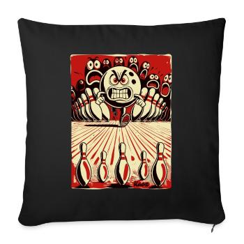 Bowling Showdown: Bowling Ball vs. Skittles - Sofa pillowcase 17,3'' x 17,3'' (45 x 45 cm) - black - Front