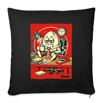 Tired office egg with coffee - Sofa pillowcase 17,3'' x 17,3'' (45 x 45 cm) - black - Front