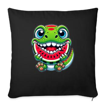 Cute Dino T-Rex Cartoon Watermelon Summer - Sofa pillowcase 17,3'' x 17,3'' (45 x 45 cm) - black - Front