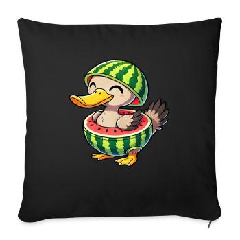 Whimsical Duck Dodo Watermelon Funny Fruit - Sofa pillowcase 17,3'' x 17,3'' (45 x 45 cm) - black - Front