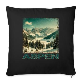Aspen Colorado Ski Snowboard Hiver Vintage - Housse de coussin décorative 45 x 45 cm - noir - Devant